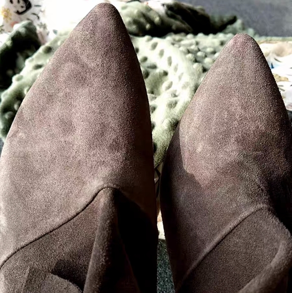 Iro Ruffle Trimmed Ankle Boots in Grey Suede - Picture 10 of 14